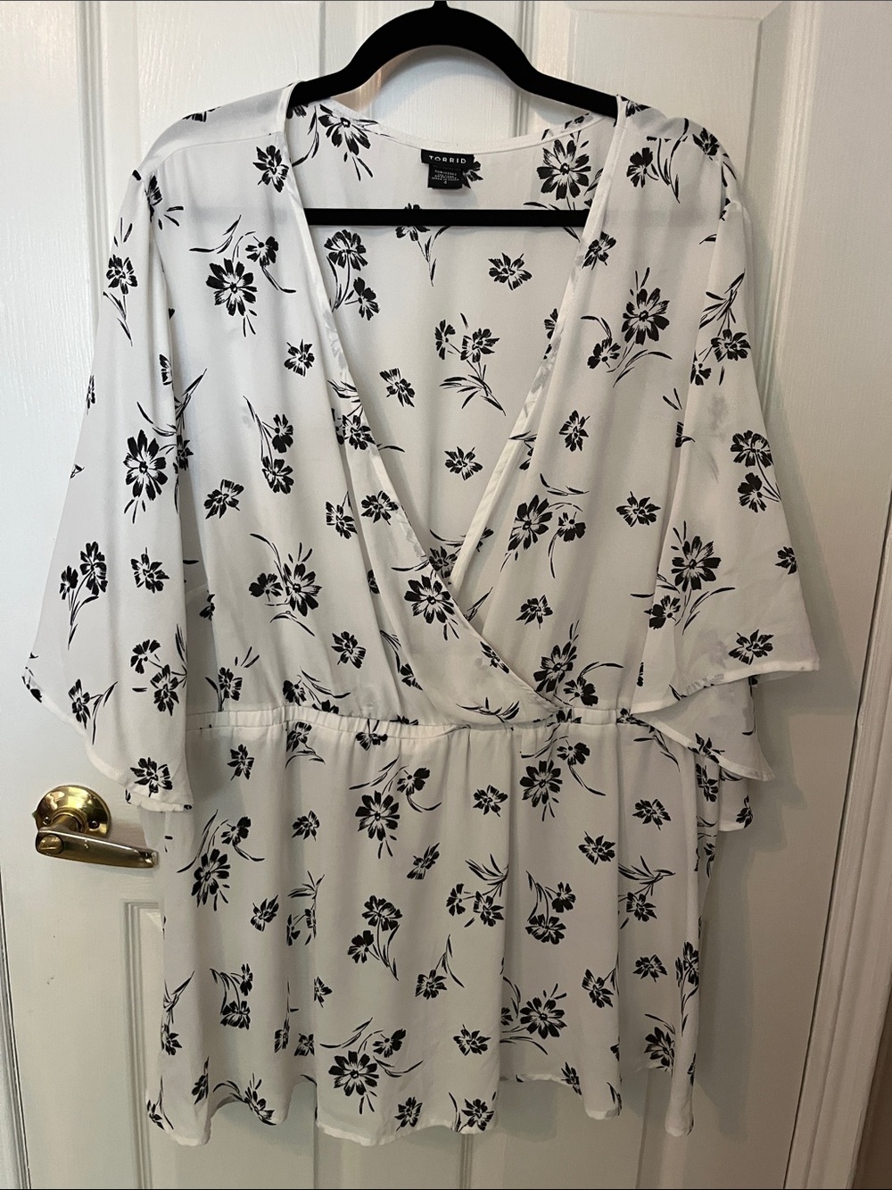 torrid White Blouse with Black Floral Print